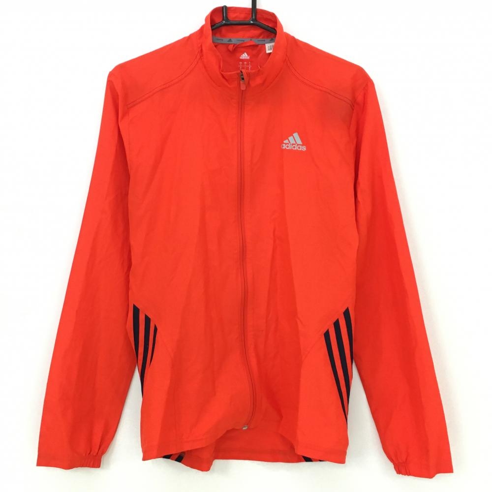 アディダス ジャケット レッド×ネイビー 薄手 3ライン  メンズ M ゴルフウェア adidas