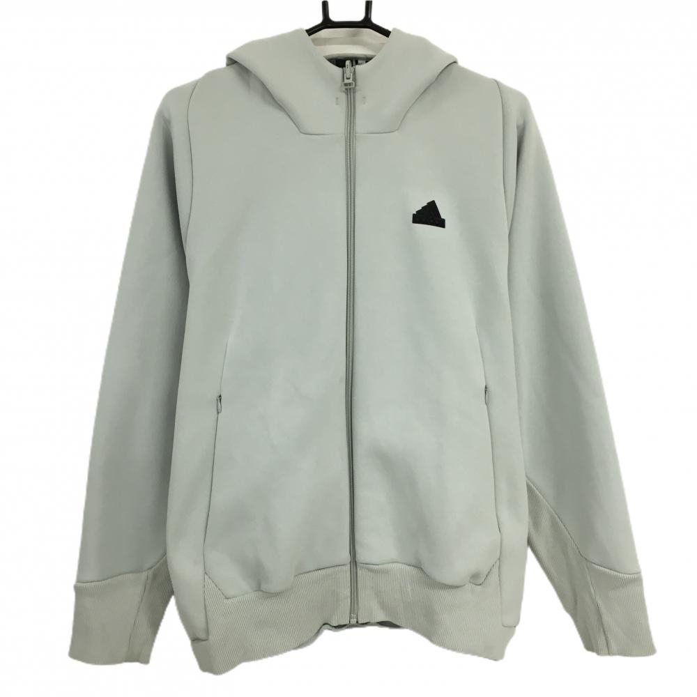アディダス ジップパーカー ライトグレー ロゴ黒 Z.N.E. ブルゾン メンズ M ゴルフウェア 2023年モデル adidas