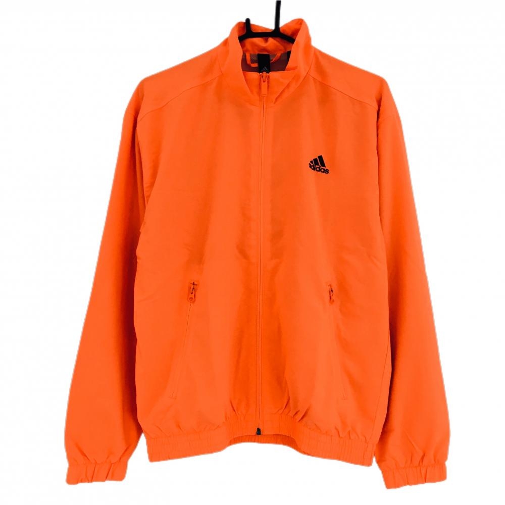 【新品】アディダス ジャケットブルゾン 蛍光オレンジ 背面3ライン 裏地メッシュ AEROREADY メンズ M ゴルフウェア adidas