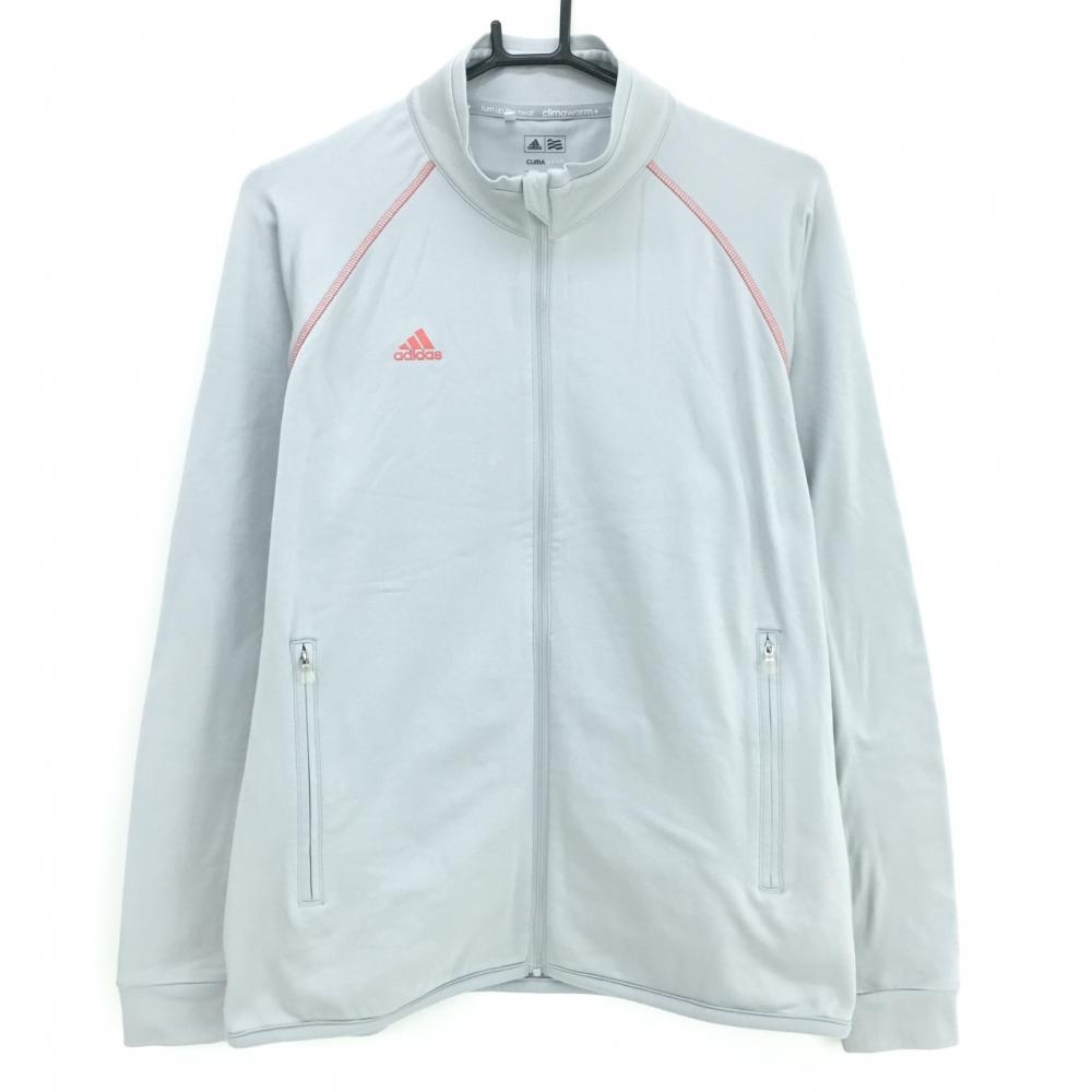 アディダス ジャケット グレー×オレンジ ロゴプリント メンズ M/M ゴルフウェア adidas
