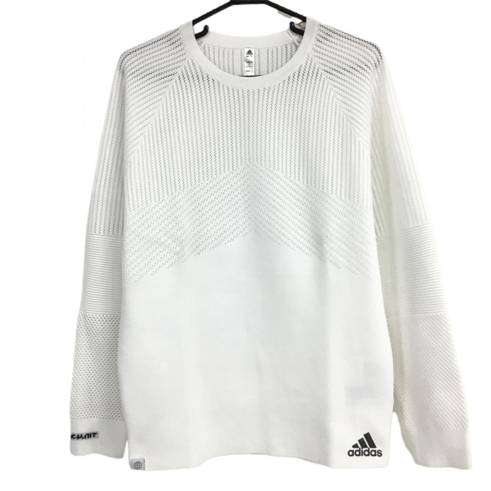 【新品】アディダス セーター 白 ニット 透かし編み メンズ O ゴルフウェア adidas 画像