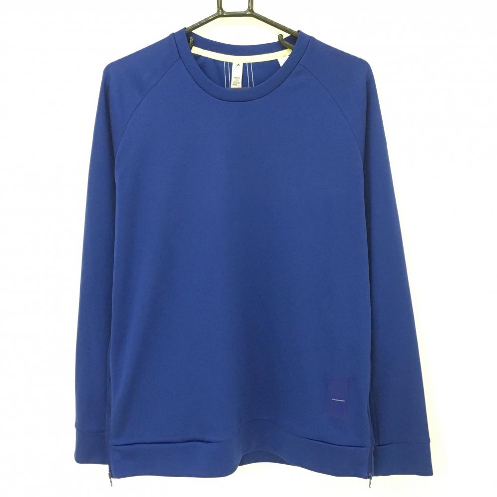 【美品】アディダス トレーナー ブルー×白 後ろセンター3ライン メンズ XO(2XL) ゴルフウェア adidas