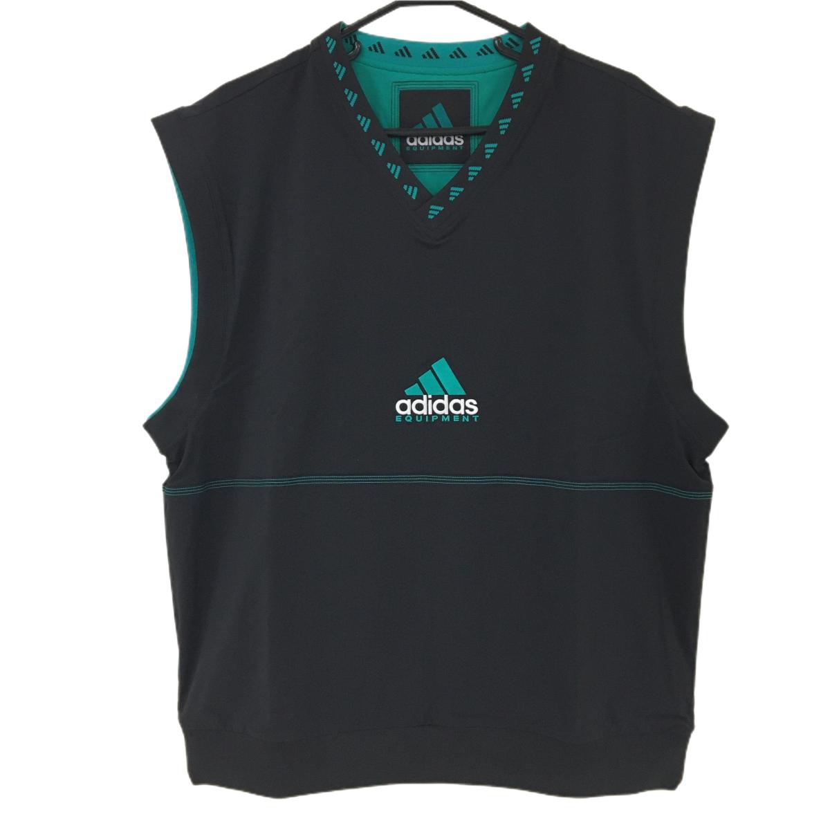 【新品】アディダス リバーシブルアウターベスト 黒×グリーン系 エキップメント  メンズ XL ゴルフウェア 2025年モデル adidas