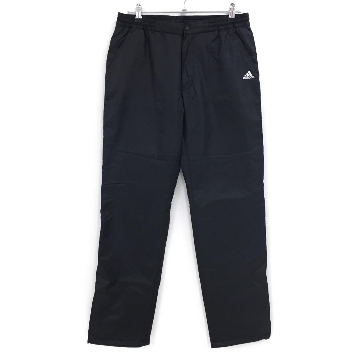 【新品】アディダス 中綿パンツ 黒 ロゴ白 地模様 メンズ L ゴルフウェア adidas