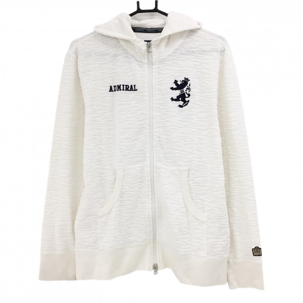 アドミラル ジップパーカー 白 織生地 ロゴネイビー ダブルジップ メンズ L ゴルフウェア Admiral