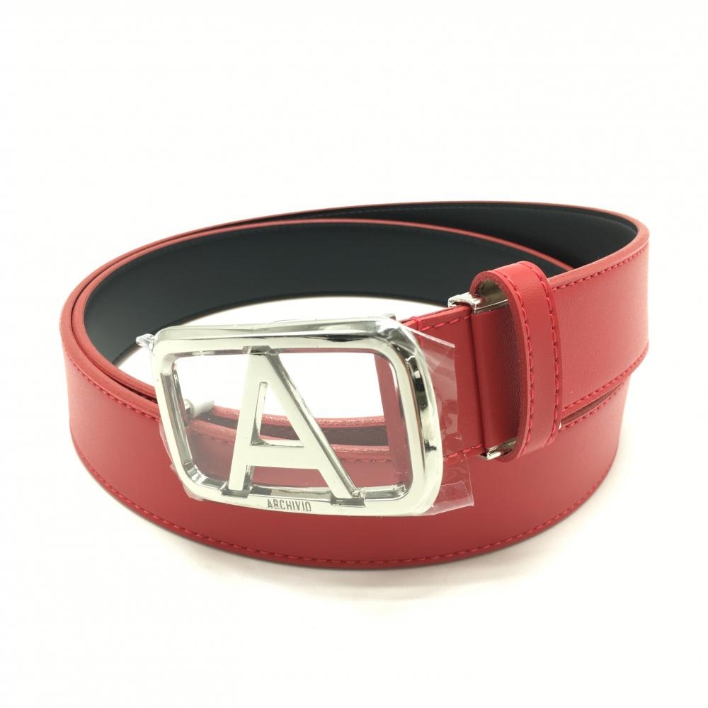 【未使用品】アルチビオ トップ式ベルト レッド バックルシルバー メンズ  ゴルフウェア archivio