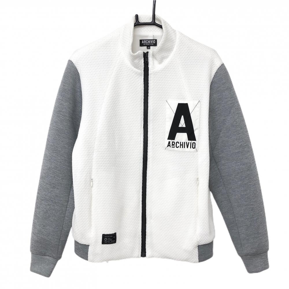 アルチビオ 切替ジャケット 白×グレー ニット×ダンボールニット ブルゾン  メンズ 46(M) ゴルフウェア 2023年モデル archivio