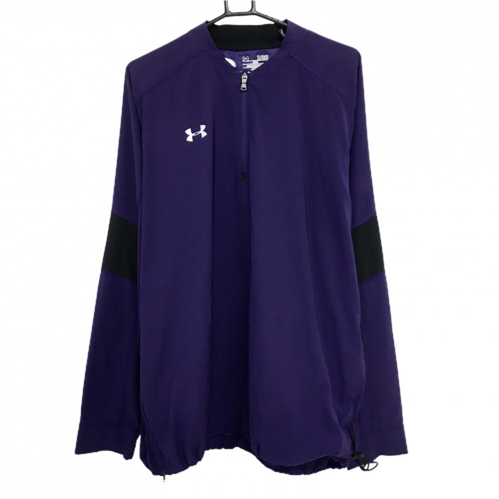 アンダーアーマー ブルゾン パープル ハーフジップ 裾ドローコード  メンズ XL ゴルフウェア UNDER ARMOUR