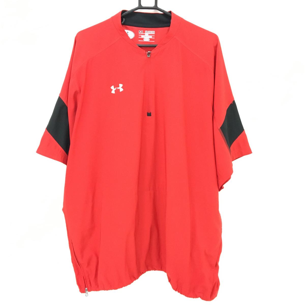 アンダーアーマー ブルゾン レッド×黒 ハーフジップ 裾ドローコード  メンズ 2XL ゴルフウェア 大きいサイズ UNDER ARMOUR