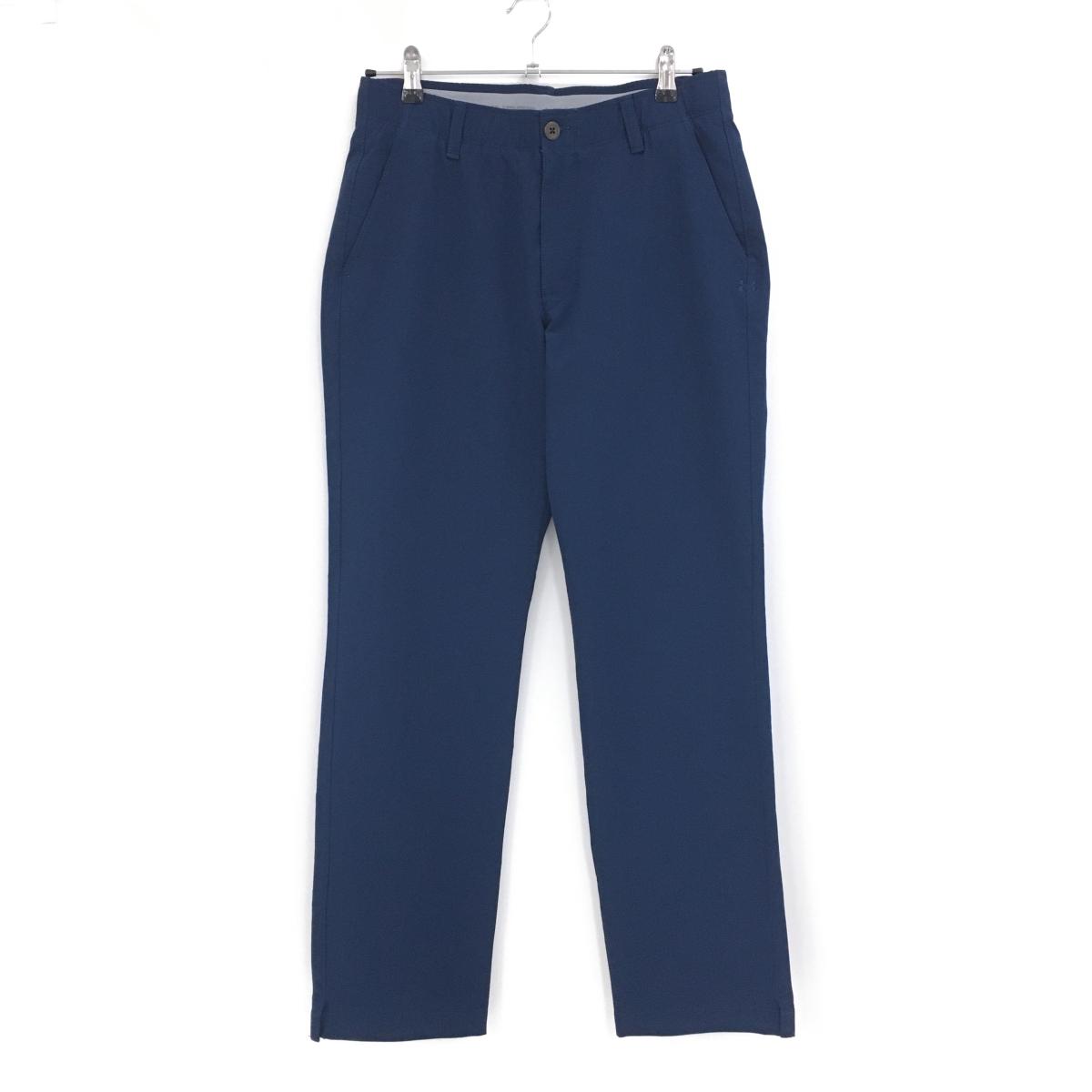 【超美品】アンダーアーマー パンツ ネイビー ロゴ刺しゅう ストレッチ メンズ 79 ゴルフウェア UNDER ARMOUR