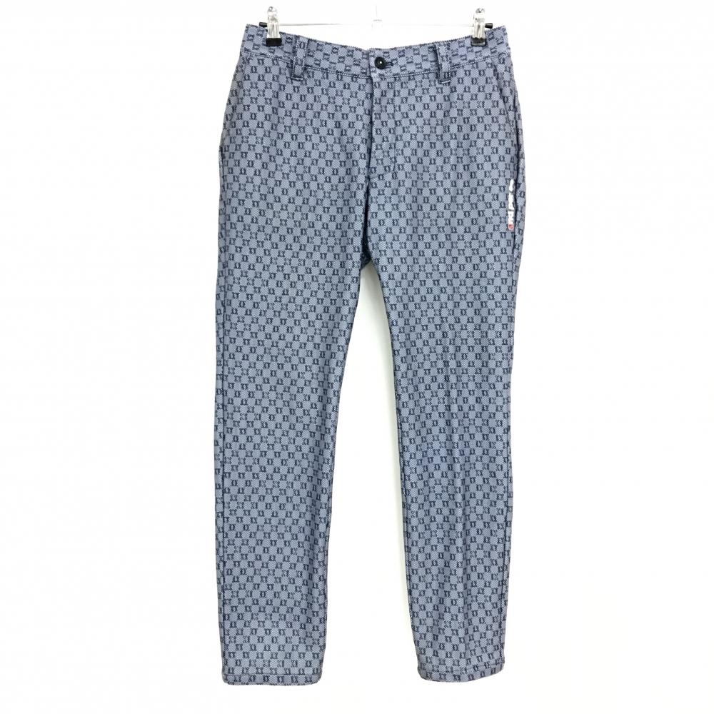 【美品】アンパスィ パンツ ネイビー×白 総柄 裏起毛 メンズ L ゴルフウェア and per se