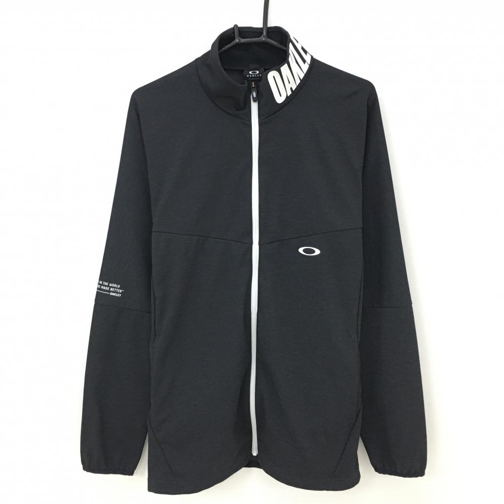 【超美品】オークリー ジャケット ダークグレー×白 ネックロゴ メンズ 2XL ゴルフウェア 2023年モデル Oakley