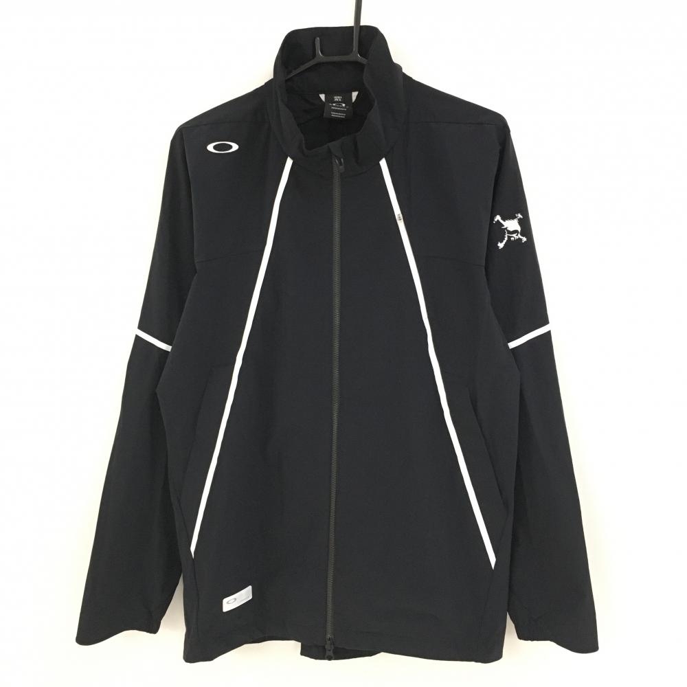 【美品】オークリー ジャケット 黒×白 ストレッチ メンズ XL ゴルフウェア Oakley