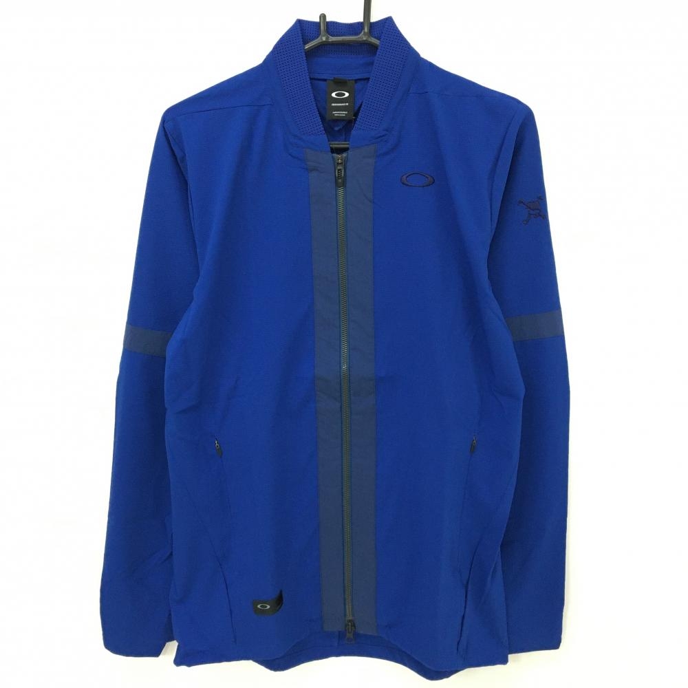【新品】オークリー ジャケット ブルー ロゴネイビー 撥水 防風 ストレッチ  メンズ M ゴルフウェア Oakley