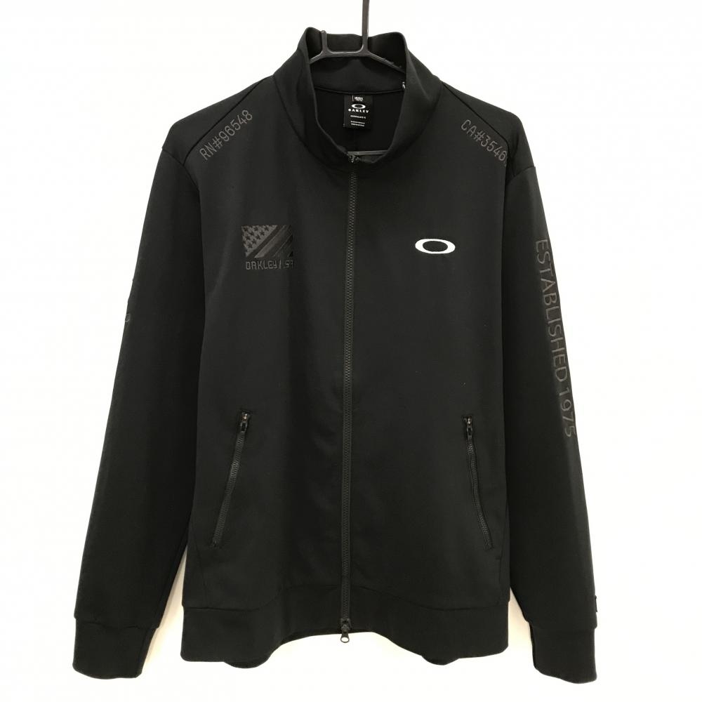 オークリー ジャケット 黒 ロゴ刺しゅう ダブルジップ メンズ XL ゴルフウェア Oakley