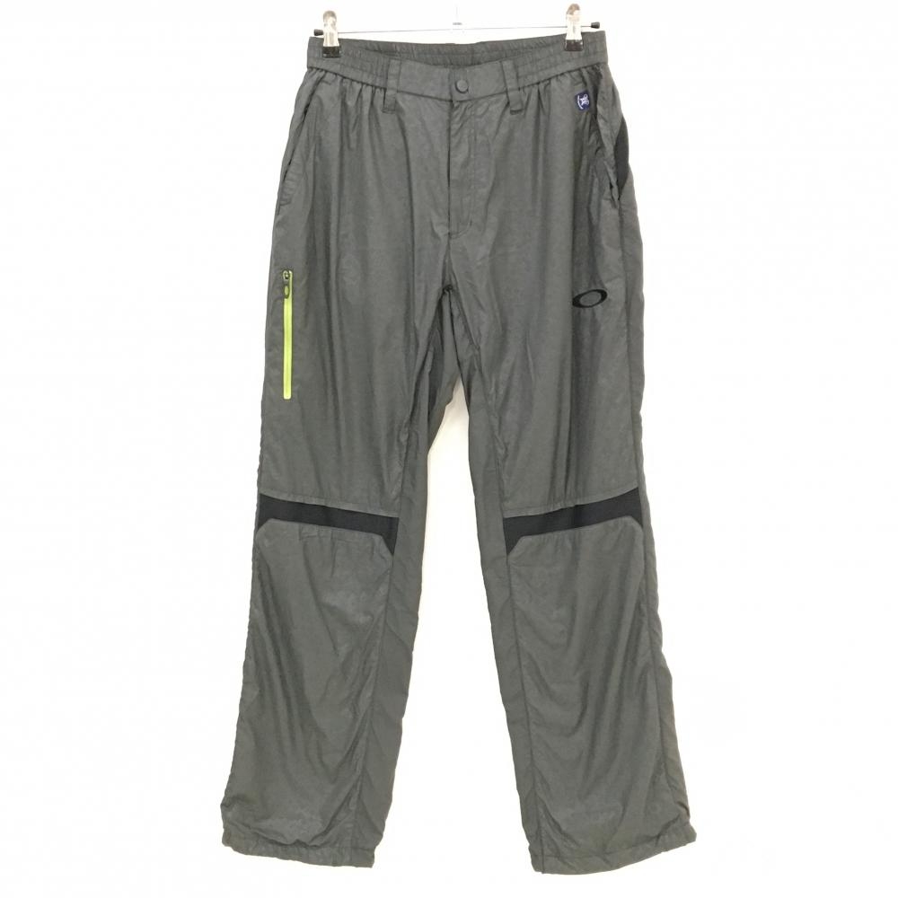 【美品】オークリー パンツ ダークグリーン 前面柄 裏起毛 ウエストゴム  メンズ L ゴルフウェア Oakley