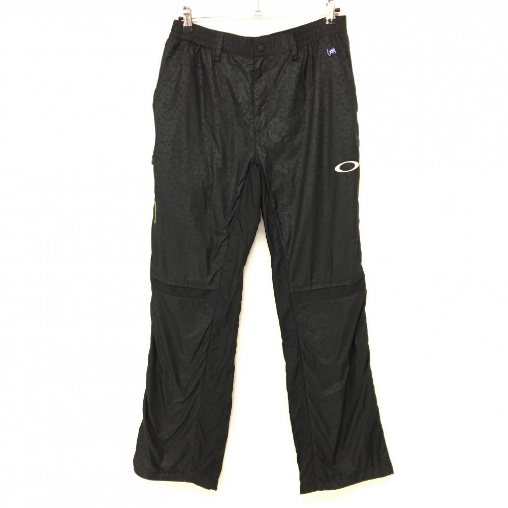 【美品】オークリー パンツ 黒 地模様 裾ドローコード シャカシャカ 裏起毛 メンズ XL ゴルフウェア Oakley