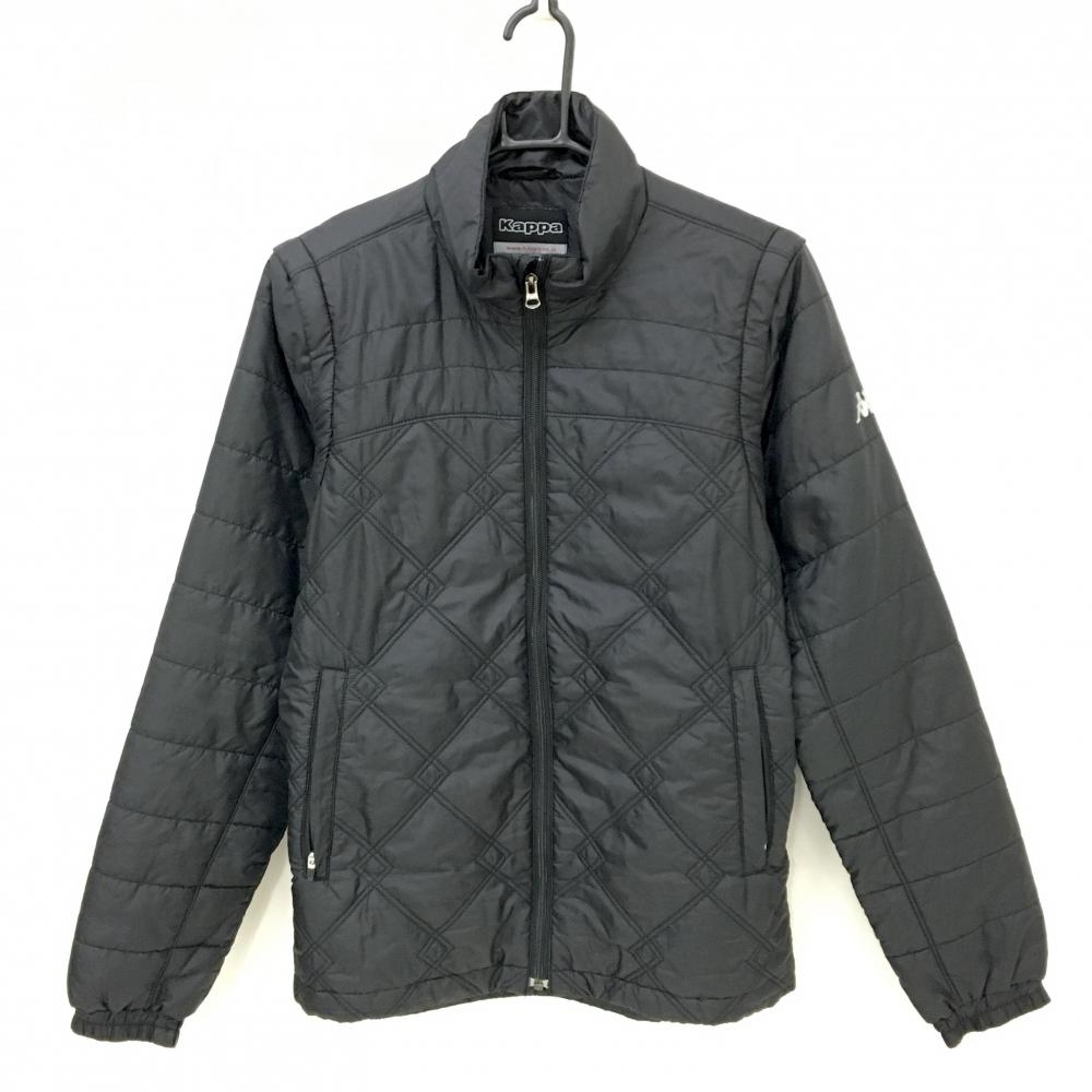 【美品】カッパ 2WAY中綿ジャケット 黒 袖着脱可 ロゴプリント メンズ M ゴルフウェア Kappa