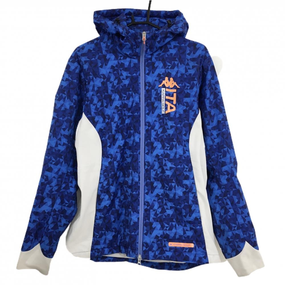 カッパ 中綿ジャケット ブルー×ネイビー 総柄 サイド切替 メンズ XO ゴルフウェア Kappa