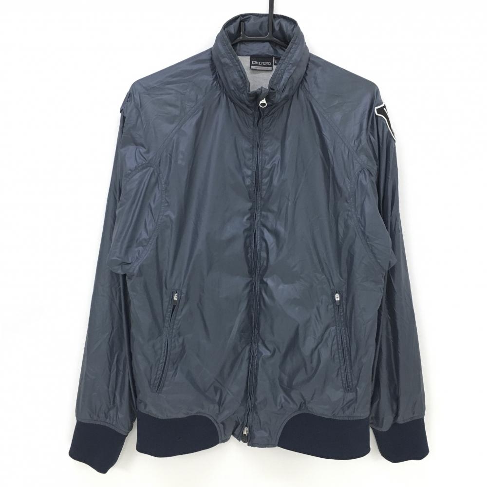 カッパ ジャケットブルゾン ネイビー 袖ワッペン フード収納 メンズ L ゴルフウェア Kappa