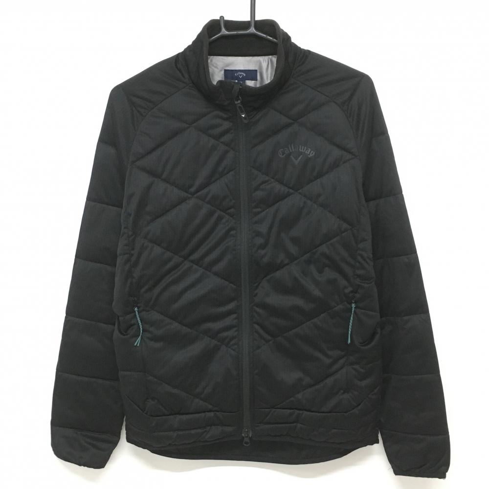 【美品】キャロウェイ 中綿ジャケット 黒 ストライプ ネック毛羽立ち少 メンズ M ゴルフウェア Callaway