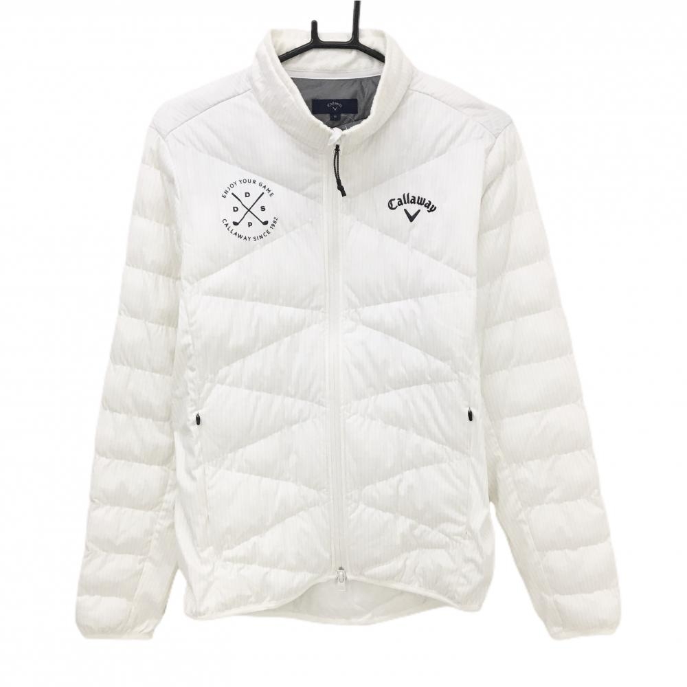 【超美品】キャロウェイ 中綿ジャケット 白×ライトグレー ストライプ  メンズ M ゴルフウェア Callaway
