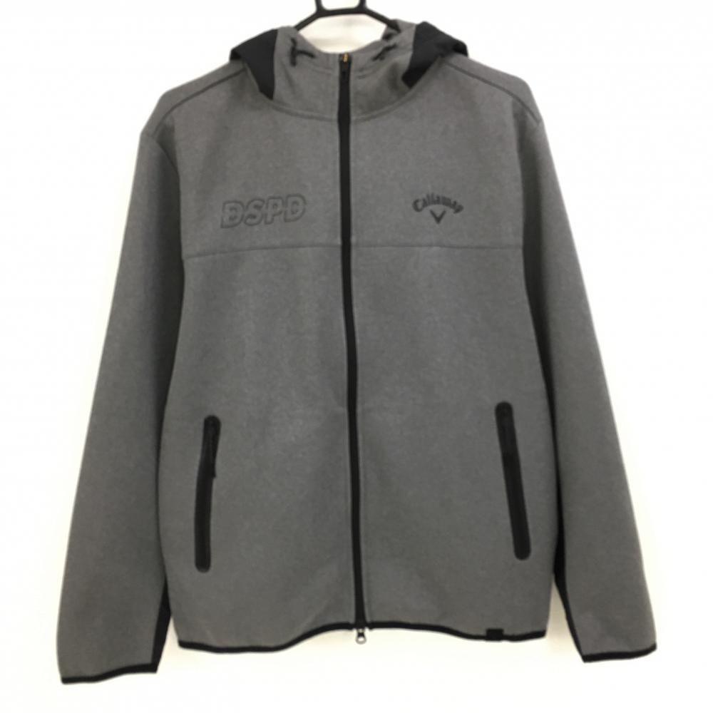【超美品】キャロウェイ ジップパーカー 杢グレー×黒 切替素材 ジャケット メンズ LL ゴルフウェア Callaway