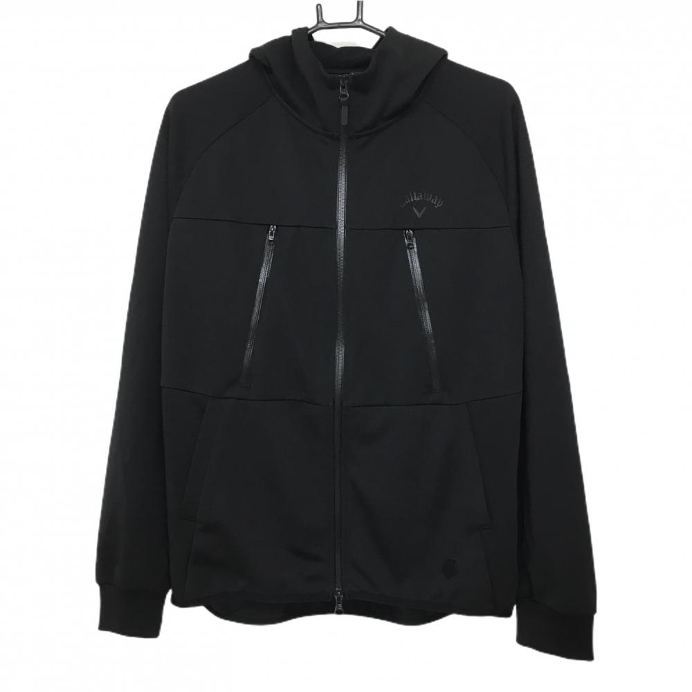 【美品】キャロウェイ ジップパーカー 黒 フード固定 ジャケット メンズ LL ゴルフウェア Callaway