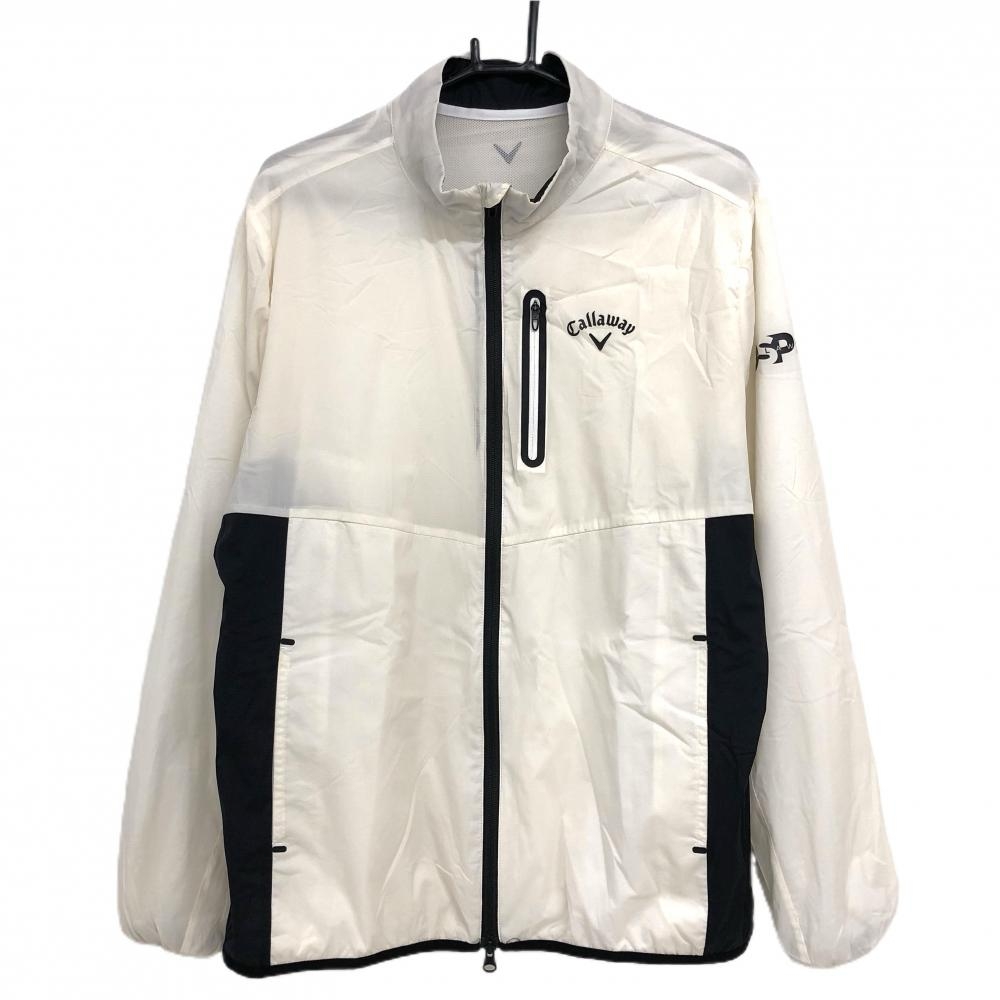 【超美品】キャロウェイ ジャケット アイボリー×黒 メッシュ裏地 薄手 メンズ LL ゴルフウェア Callaway