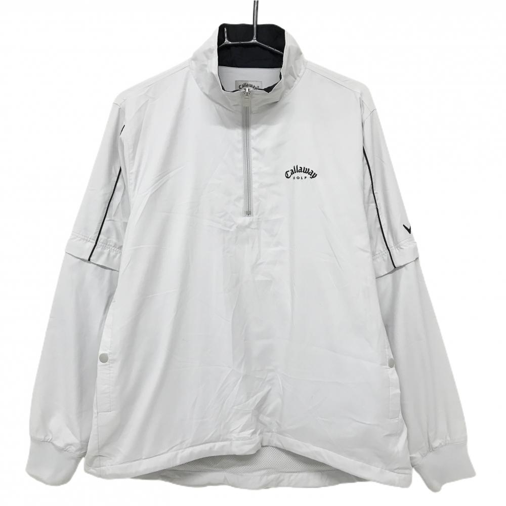 キャロウェイ 2WAYブルゾン ライトグレー ロゴ黒 ハーフジップ　裏地メッシュ 袖着脱可 メンズ M ゴルフウェア Callaway