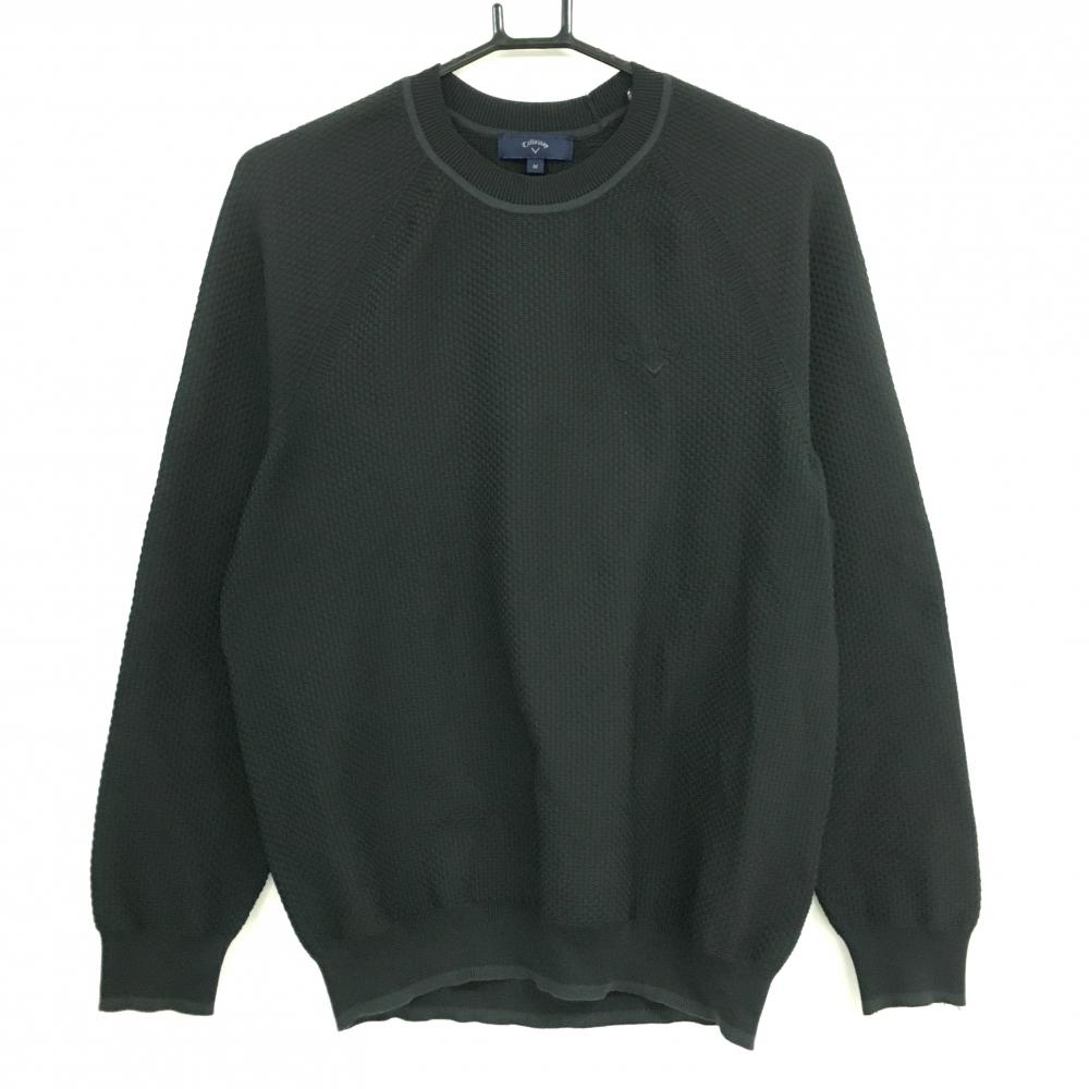 【美品】キャロウェイ セーター 黒 ニット ロゴ刺しゅう メンズ M ゴルフウェア Callaway