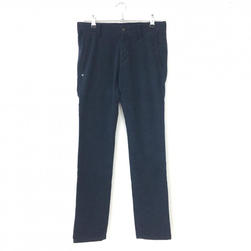 【美品】Callaway キャロウェイ パンツ ネイビー×白 起毛素材 メンズ S ゴルフウェア