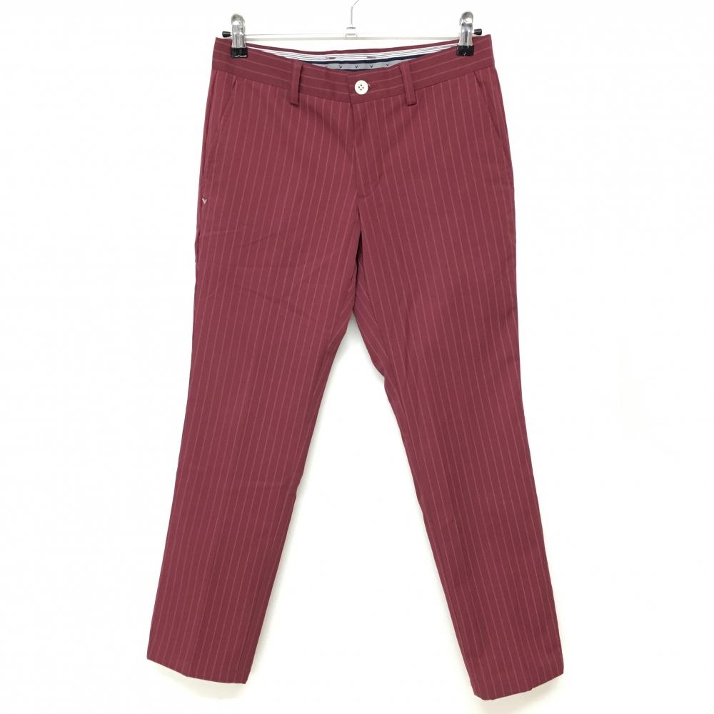 【超美品】キャロウェイ パンツ ボルドー×ピンク ストライプ 裏微起毛 メンズ S ゴルフウェア Callaway