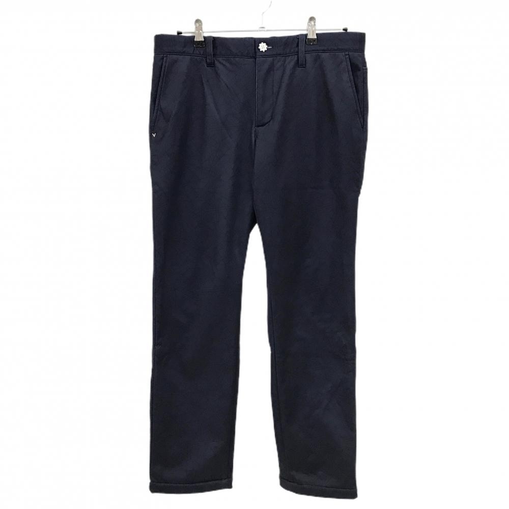 【美品】キャロウェイ パンツ ネイビー×黒 総柄 裏起毛  メンズ L ゴルフウェア Callaway