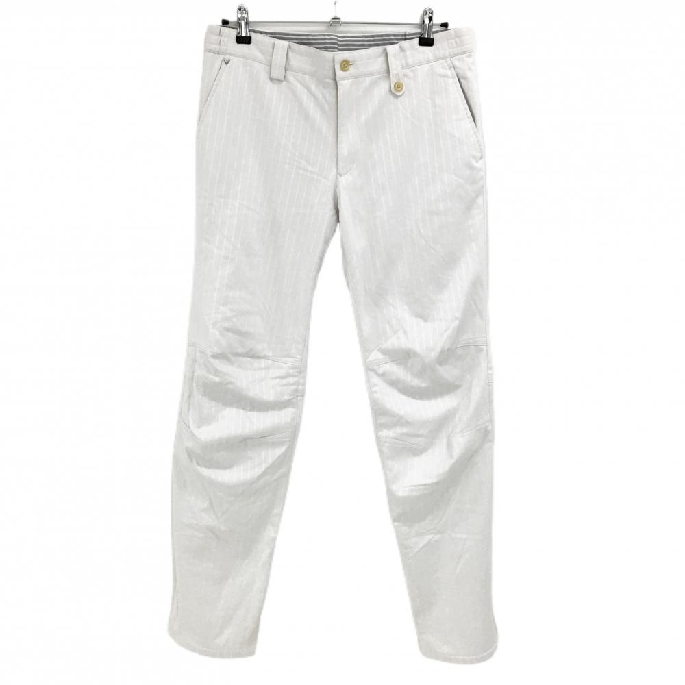 【美品】キャロウェイ パンツ オフホワイト ストライプ地模様 裏起毛 ストレッチ メンズ LL ゴルフウェア Callaway