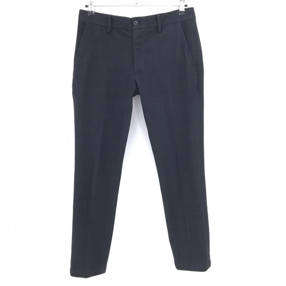 【超美品】ジェイリンドバーグ パンツ 黒×グレー チェック 起毛素材 メンズ 79 ゴルフウェア J．LINDEBERG