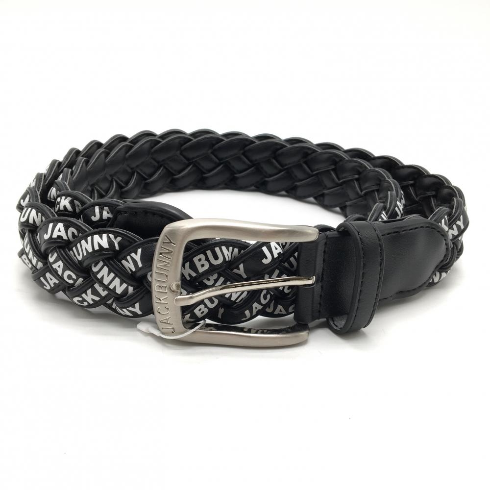 【新品】ジャックバニー 編み込みベルト 黒×白 ロゴ総柄 メンズ  ゴルフウェア Jack Bunny