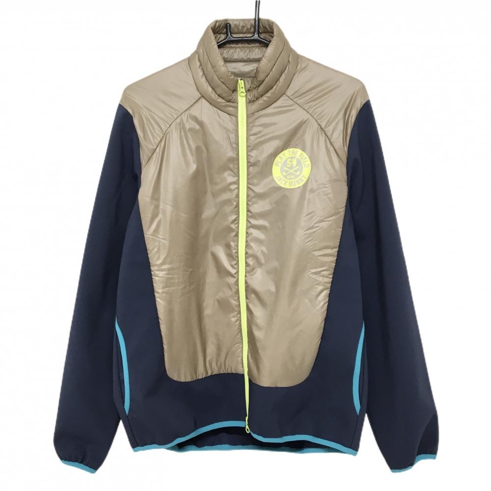 【美品】ジャックバニー 切替中綿ジャケット ブラウン×ネイビー 一部中綿 メンズ 5(L) ゴルフウェア Jack Bunny