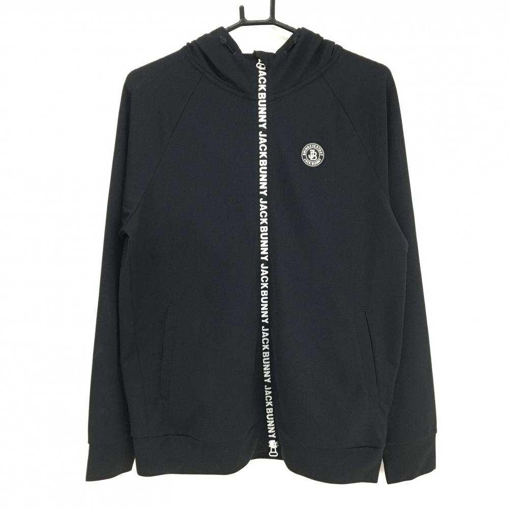 【超美品】ジャックバニー ジップパーカー 黒×白 メッシュ調 ジャケット メンズ 4(M) ゴルフウェア Jack Bunny