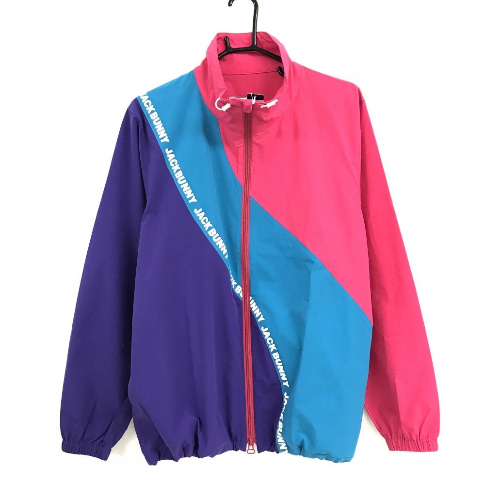 【新品】ジャックバニー ジャケット パープル×ブルー×ピンク ストレッチ 裾ドローコード メンズ 4(M) ゴルフウェア Jack Bunny