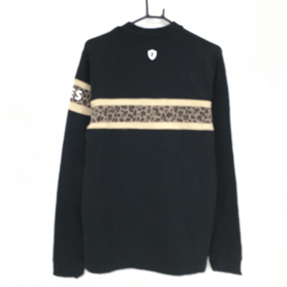 ジャックバニー トレーナー 黒×ブラウン 一部レオパード メンズ 5(L) ゴルフウェア Jack Bunny