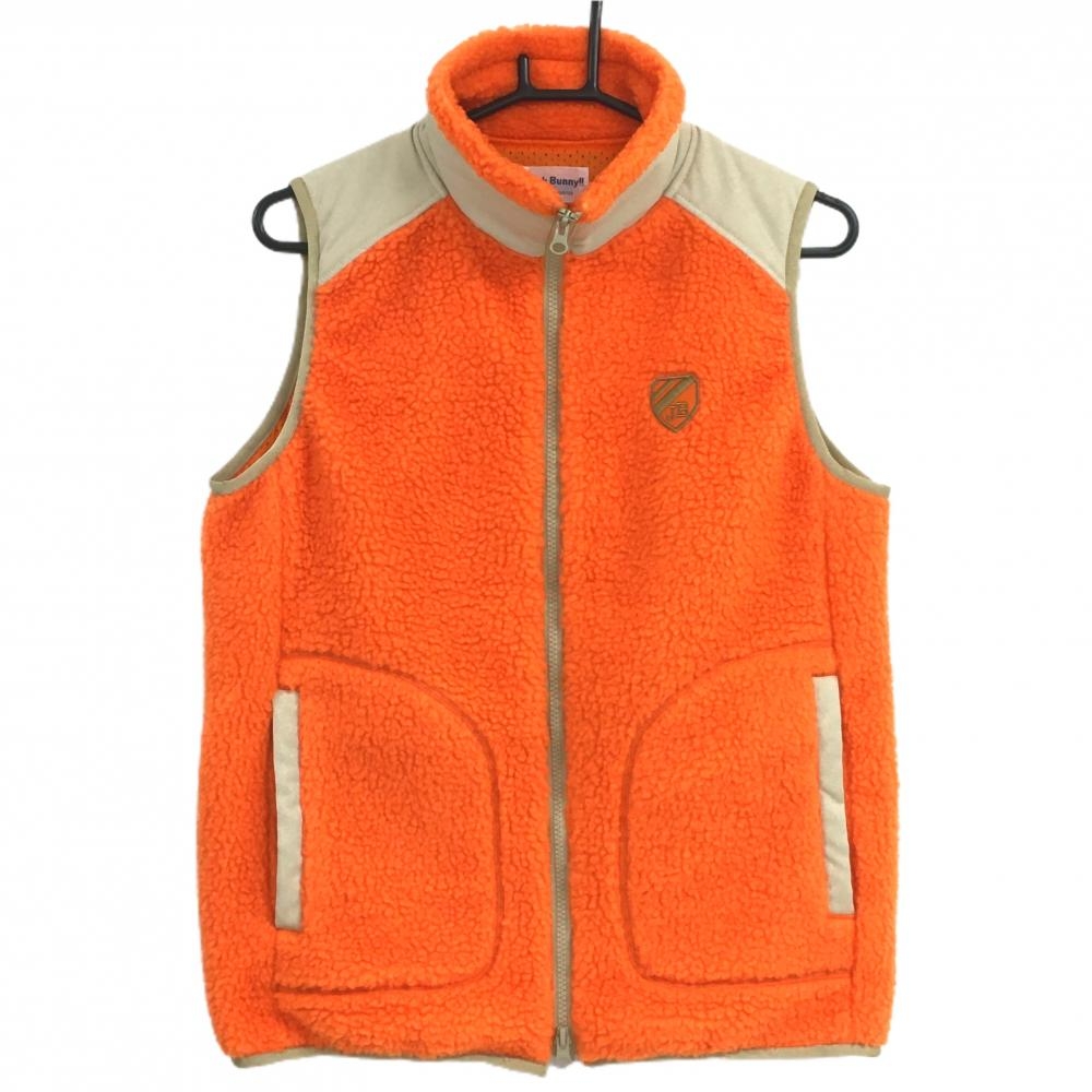 【超美品】ジャックバニー ボアベスト オレンジ×ベージュ メッシュ裏地   メンズ 4(M) ゴルフウェア Jack Bunny