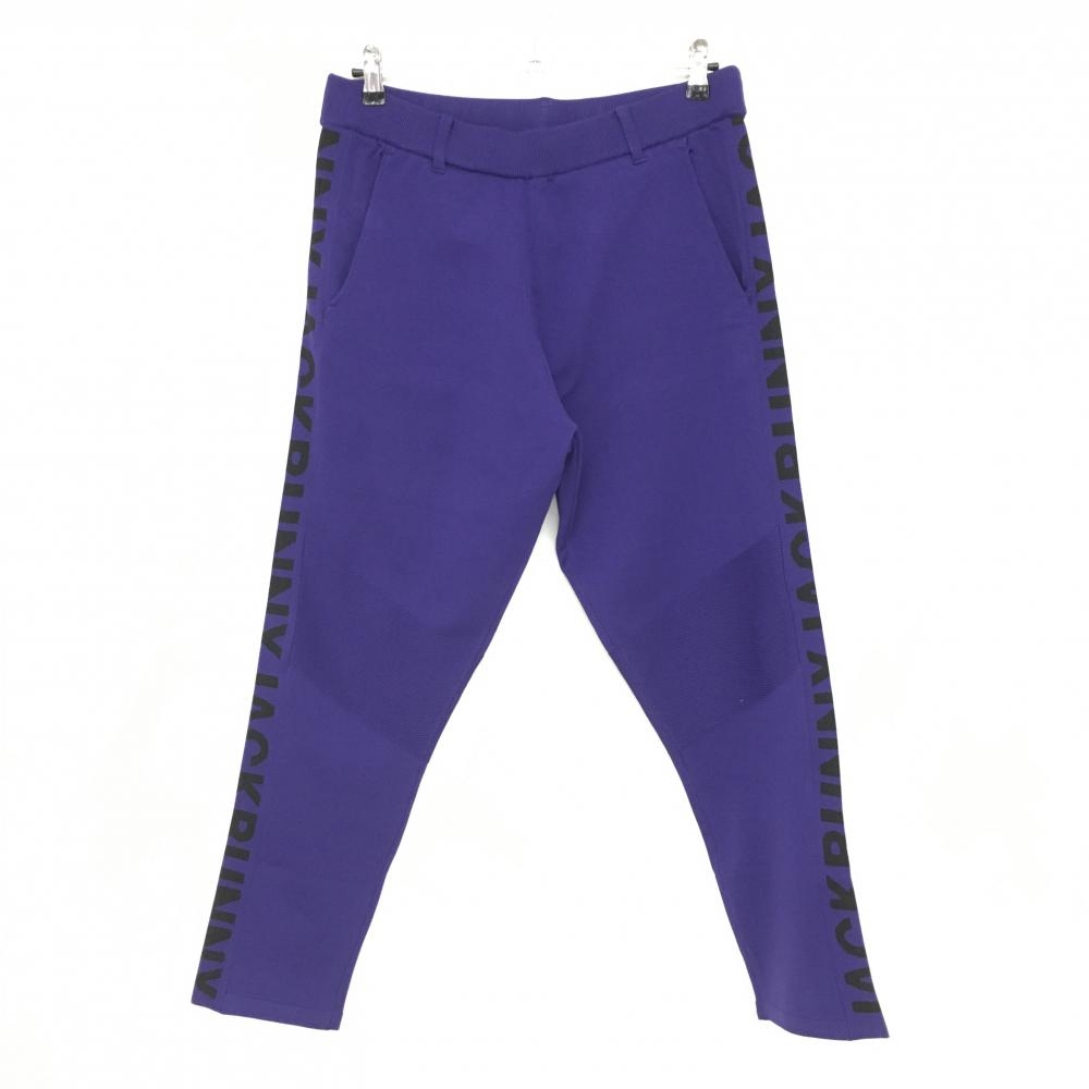 【超美品】ジャックバニー ニットパンツ パープル×黒 サイドロゴ メンズ 5(L) ゴルフウェア 2022年モデル Jack Bunny