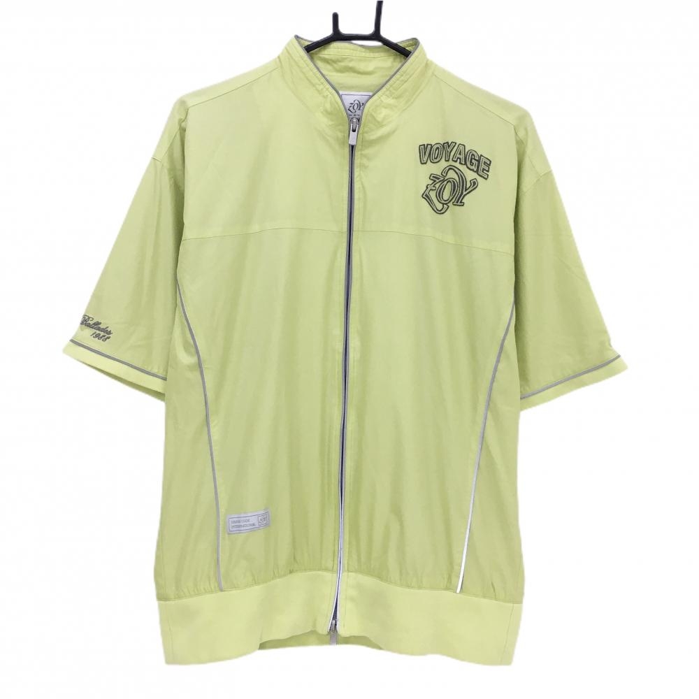 【超美品】ゾーイ 半袖ジャケット ライムグリーン×グレー 立体ロゴ 裏地メッシュ メンズ 3(L) ゴルフウェア ZOY