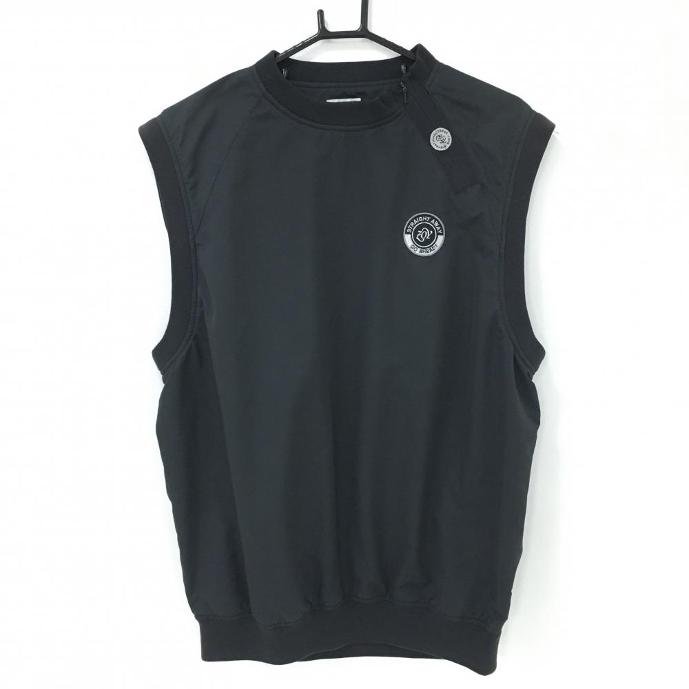 【超美品】ゾーイ アウターベスト 黒×白 肩ジップ 裏地メッシュ ワッペン メンズ 2(M) ゴルフウェア ZOY
