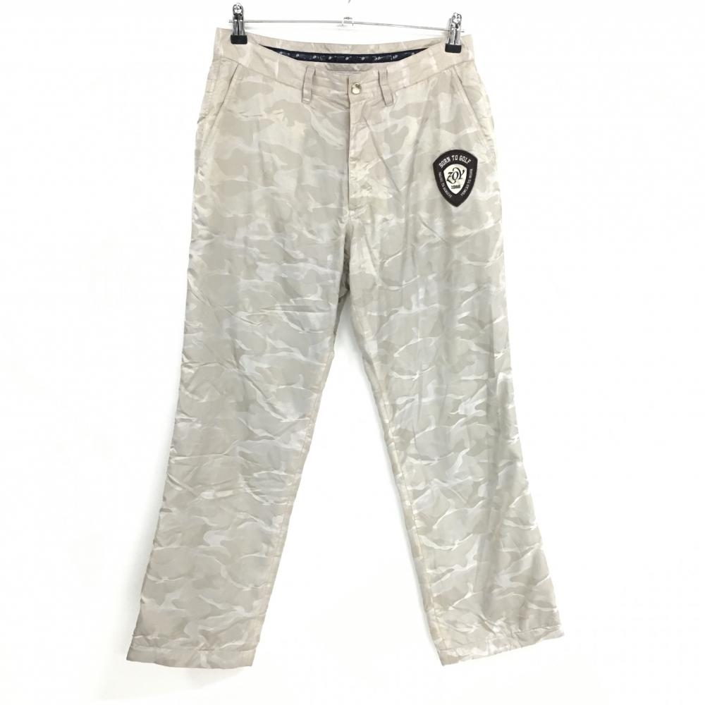 【美品】ゾーイ パンツ グレージュ系 迷彩 カモフラ 蓄熱裏地 ワッペン メンズ 82 ゴルフウェア ZOY