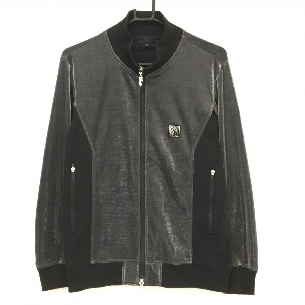 【美品】ダンスウィズドラゴン 異素材ジャケット ダークグレー系×黒 ラメ メンズ 3(L) ゴルフウェア Dance With Dragon