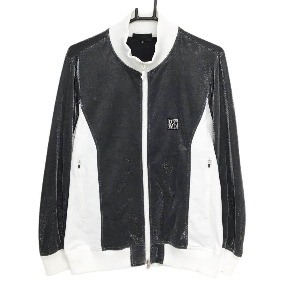 【美品】ダンスウィズドラゴン 異素材ジャケット ダークグレー系×白 ラメ メンズ 3(L) ゴルフウェア Dance With Dragon