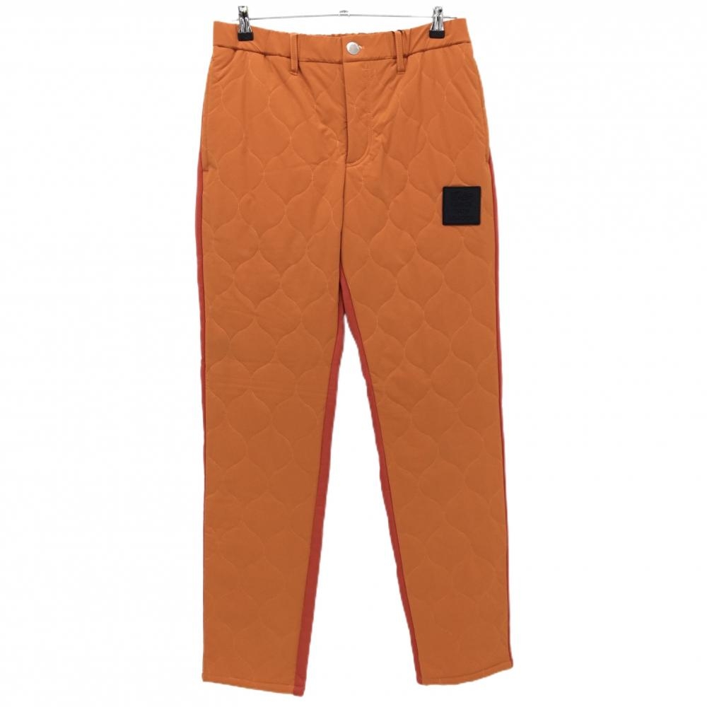 【新品】ダンスウィズドラゴン 中綿パンツ ブラウンオレンジ×レッド 前面キルティング メンズ 3(L) ゴルフウェア Dance With Dragon