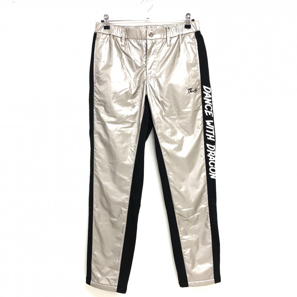 【新品】ダンスウィズドラゴン パンツ ゴールド×黒 異素材切替 合成皮革 裏起毛 メンズ 2(M) ゴルフウェア Dance With Dragon